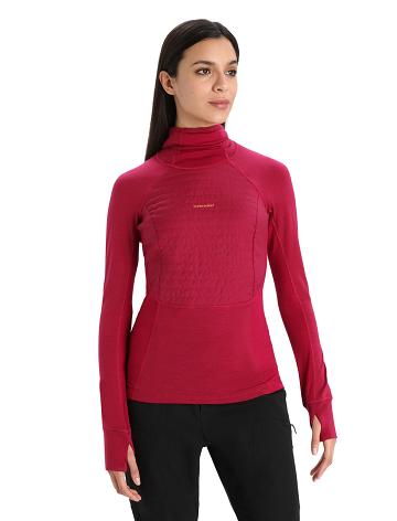 Icebreaker ZoneKnit™ Merino Insulated Long Sleeve Hoodie Női Egy darab és készlet Rózsaszín | HU 1801RVDW